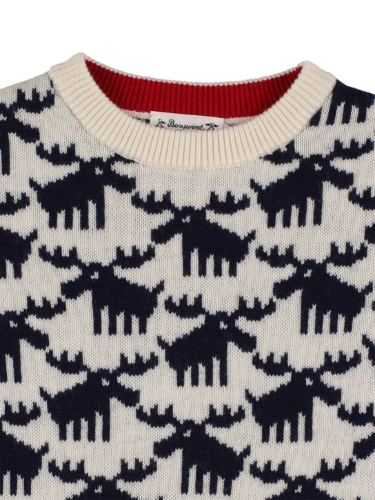 Bonpoint: Anumati wool sweater - Beyaz/Siyah - kids-girls_1 | Luisa Via Roma