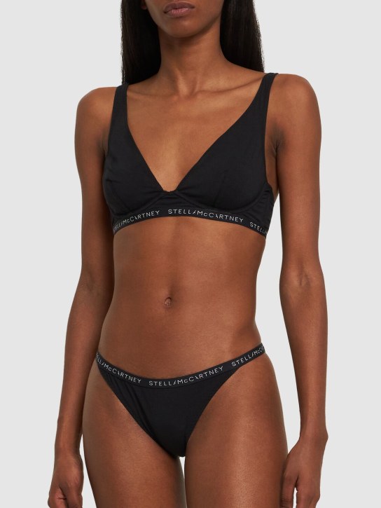 Stella McCartney: Slip aus Stretch-Baumwolljersey - Schwarz - women_1 | Luisa Via Roma