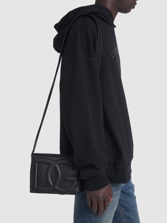Dolce&Gabbana: DG embossed logo crossbody bag - Black - men_1 | Luisa Via Roma