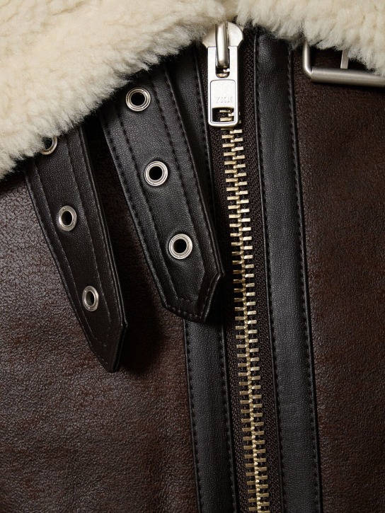 Dunst: Unisex loose fit shearling jacket - Brown - men_3 | Luisa Via Roma