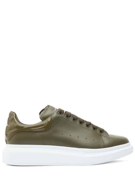 Alexander McQueen: 45mm Oversized leather sneakers - Khaki - men_0 | Luisa Via Roma