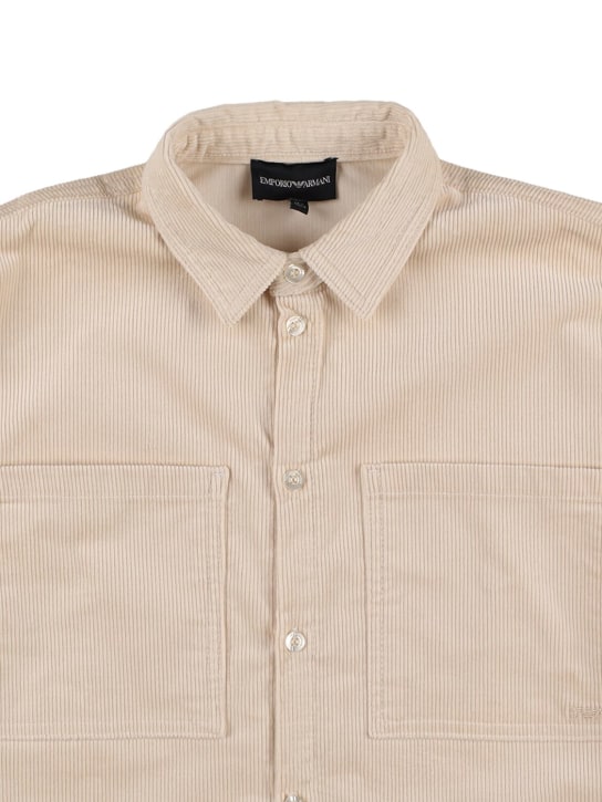 Emporio Armani: Cotton blend corduroy shirt - Beige - kids-boys_1 | Luisa Via Roma