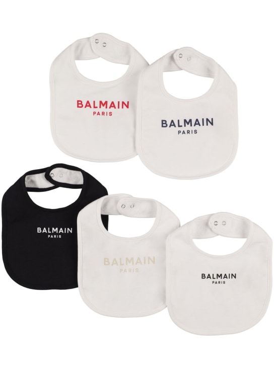 Balmain: Set di 5 bavaglini in cotone organico - kids-girls_0 | Luisa Via Roma
