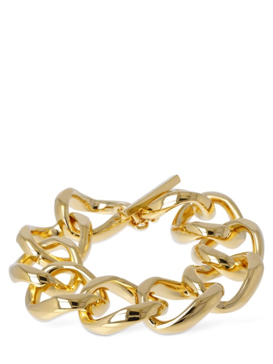 Saint Laurent: Brass curb chain bracelet - Gold - women_0 | Luisa Via Roma