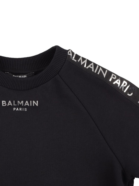 Balmain: Organic cotton sweatshirt - Black - kids-boys_1 | Luisa Via Roma