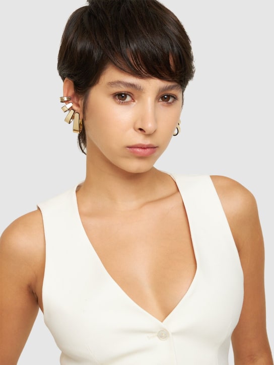 So-le Studio: Zephir leather earrings - Gold - women_1 | Luisa Via Roma