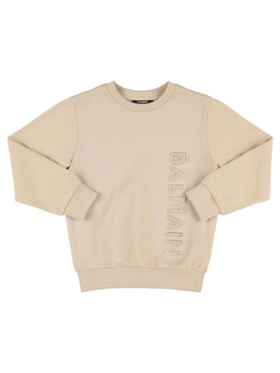 Balmain: Organic cotton sweatshirt - Beige - kids-boys_0 | Luisa Via Roma