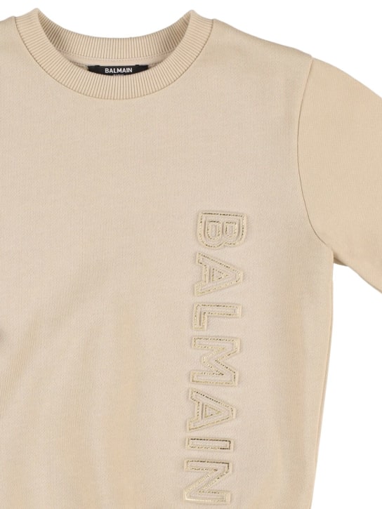 Balmain: Sweat-shirt en coton biologique - Beige - kids-boys_1 | Luisa Via Roma