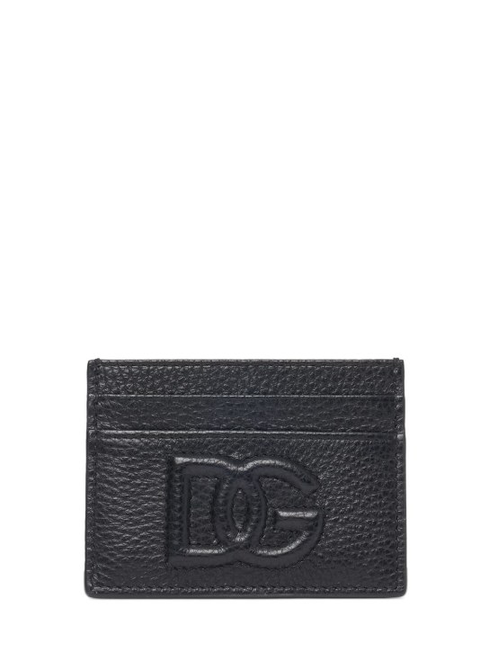 Dolce&Gabbana: DG エンボスロゴカードホルダー - ブラック - men_0 | Luisa Via Roma