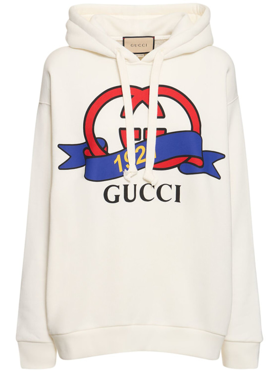 Gucci: Felpa GG 1921 in cotone - Sunlight/Multi - women_0 | Luisa Via Roma