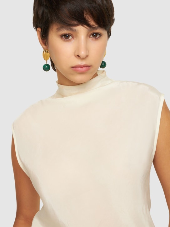Destree: Sonia geometric stone earrings - Gold/Green - women_1 | Luisa Via Roma