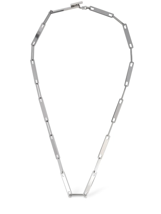 Saint Laurent: Brass chain necklace - Silver - men_0 | Luisa Via Roma