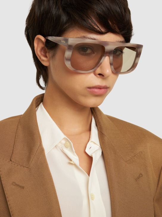 Max Mara: Eileen squared acetate sunglasses - Grey/Brown - women_1 | Luisa Via Roma