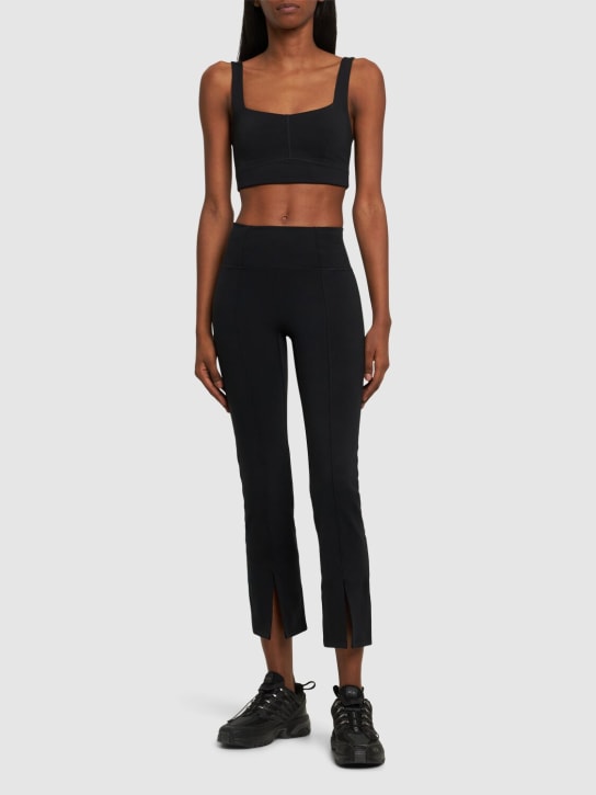 Girlfriend Collective: Luxe high waist split hem leggings - Black - women_1 | Luisa Via Roma