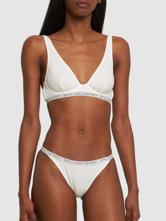 Stella McCartney: Slip aus Stretch-Baumwolljersey - Weiß - women_1 | Luisa Via Roma