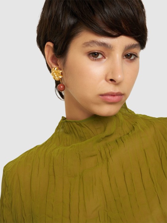 Destree: Sonia Daisy sunstone earrings - Gold/Brown - women_1 | Luisa Via Roma