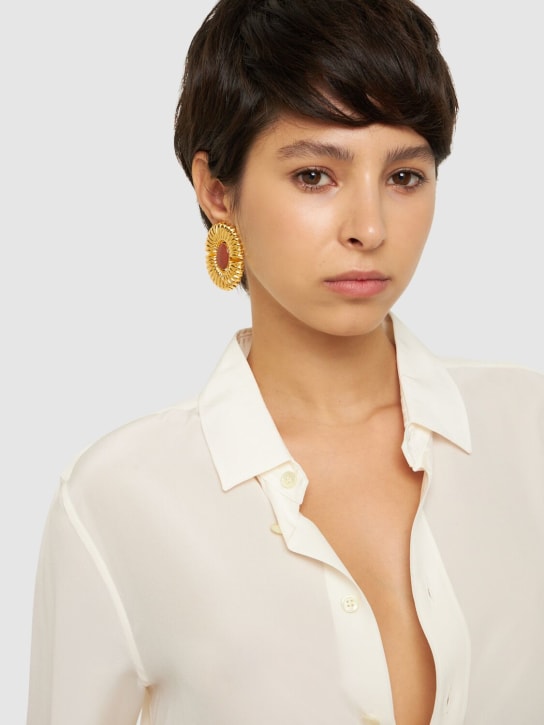 Destree: Sonia Sun stud earrings - Gold/Brown - women_1 | Luisa Via Roma