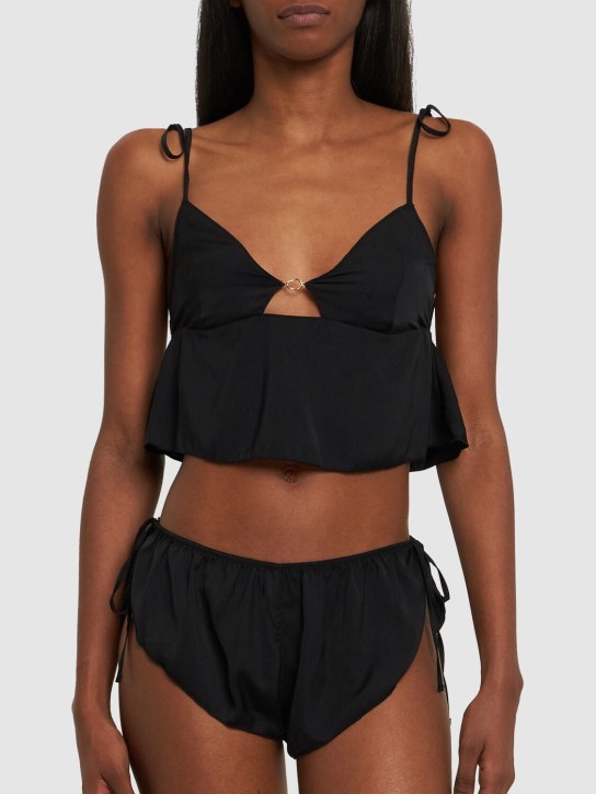 Bluebella: Nicole luxury satin top & shorts set - Siyah - women_1 | Luisa Via Roma