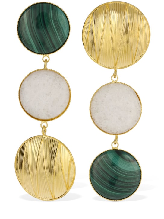 Destree: Sonia geometric double stone earrings - Altın/Renkli - women_0 | Luisa Via Roma