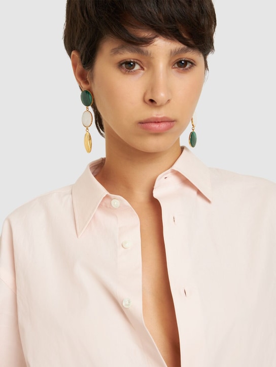 Destree: Sonia geometric double stone earrings - Altın/Renkli - women_1 | Luisa Via Roma