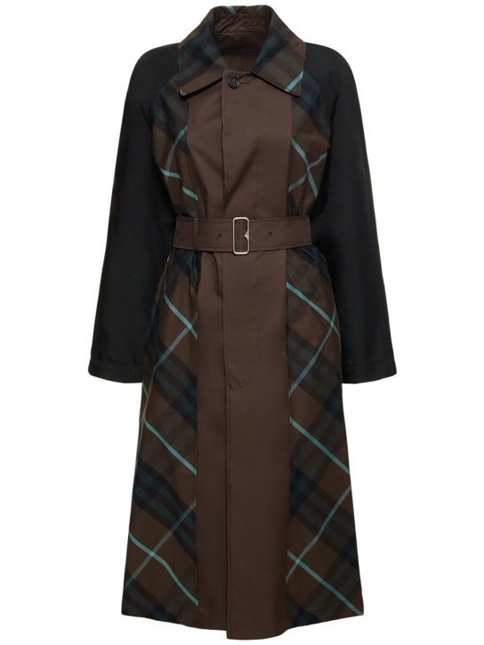 Burberry: Check print cotton gabardine coat - Multicolor - women_0 | Luisa Via Roma