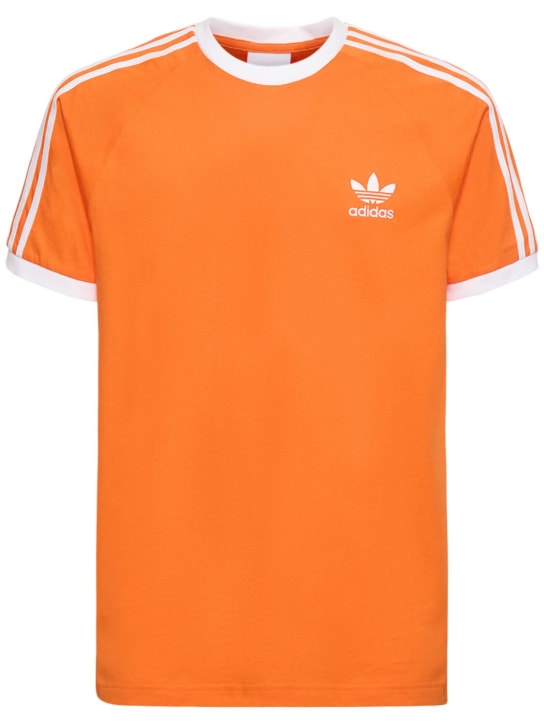 adidas Originals: T-Shirt aus Baumwolle mit 3 Streifen - Orange/Weiß - men_0 | Luisa Via Roma