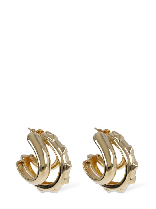 Valentino Garavani: Rockstud hoop earrings - Gold - women_0 | Luisa Via Roma