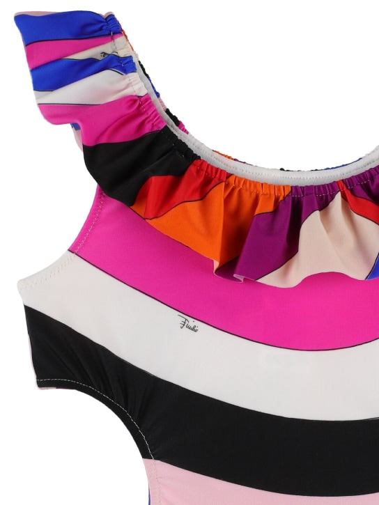 Pucci: Printed lycra one piece swimsuit - Fuchsia/Multi - kids-girls_1 | Luisa Via Roma