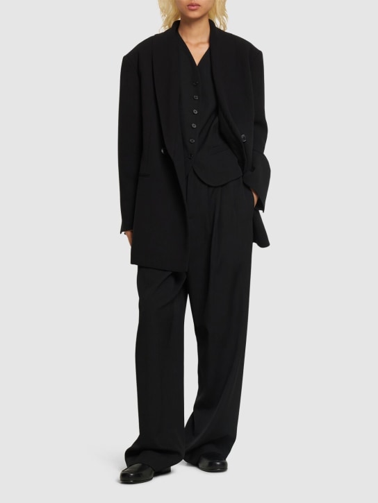 The Row: Diomede wool blend shawl collar jacket - Siyah - women_1 | Luisa Via Roma