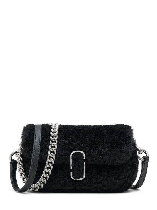 Front Flap Chain Handle Crossbody Bag - Black