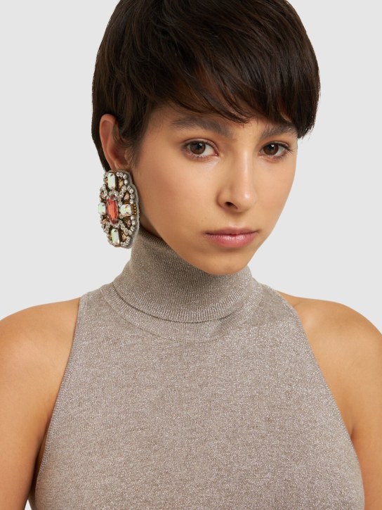 Moschino: Crystal clip-on earrings - Multi/Crystal - women_1 | Luisa Via Roma