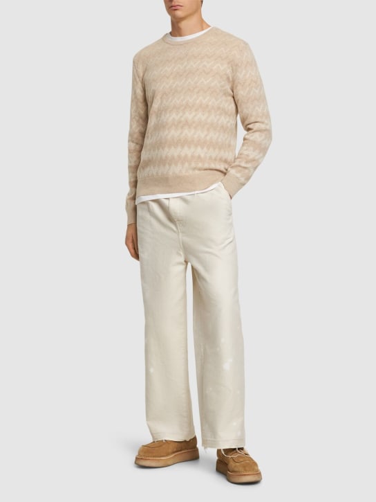 Missoni: Monogram cashmere knit sweater - Beige - men_1 | Luisa Via Roma