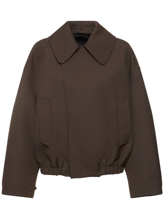 Lemaire: Wool blend short trench jacket - Brown - women_0 | Luisa Via Roma