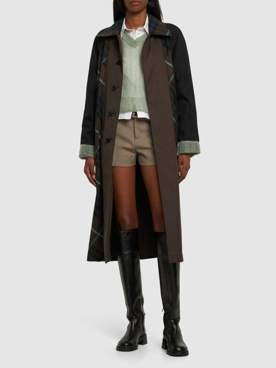 Burberry: Manteau en gabardine de coton à carreaux - Multicolore - women_1 | Luisa Via Roma
