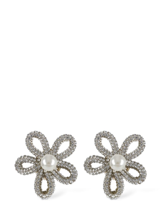 Rosantica: Gaia crystal & faux pearl stud earrings - women_0 | Luisa Via Roma