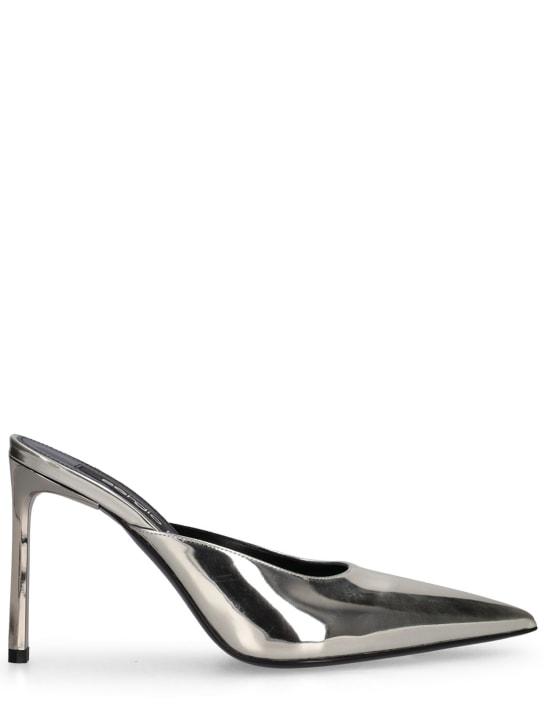 Sergio Rossi: Zapatos mules de piel metalizada 95mm - Plata - women_0 | Luisa Via Roma