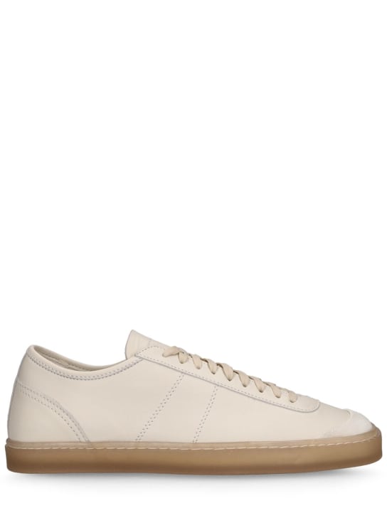 Lemaire: Leather low top sneakers - Clay White - men_0 | Luisa Via Roma