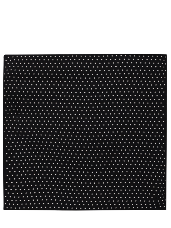 Saint Laurent: SL Small Dots silk pocket square - Black/Ivory - women_0 | Luisa Via Roma