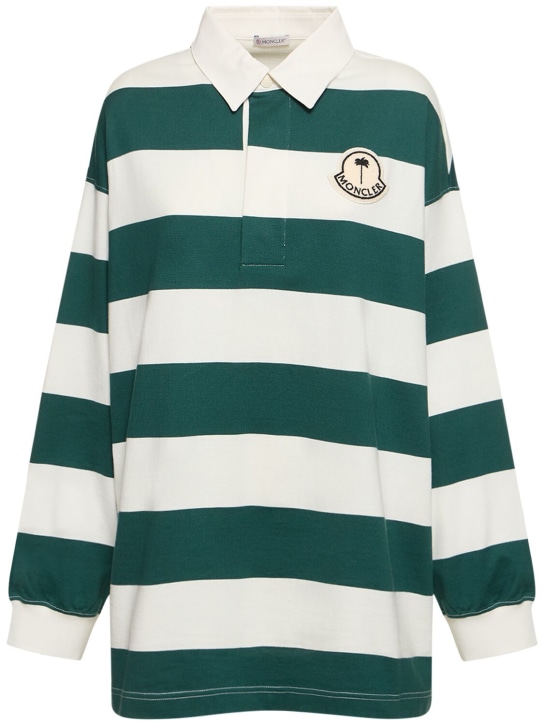 Moncler Genius: Moncler x Palm Angels jersey polo shirt - Yeşil/Beyaz - women_0 | Luisa Via Roma