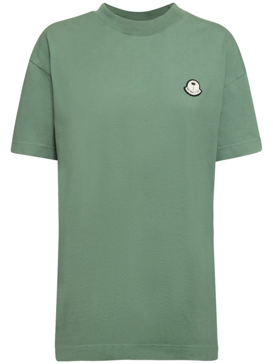 Moncler Genius: Camiseta de algodón estampado - Verde - women_0 | Luisa Via Roma
