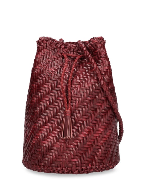 Dragon Diffusion: Pompom Doublej woven leather basket bag - Bordo - women_0 | Luisa Via Roma
