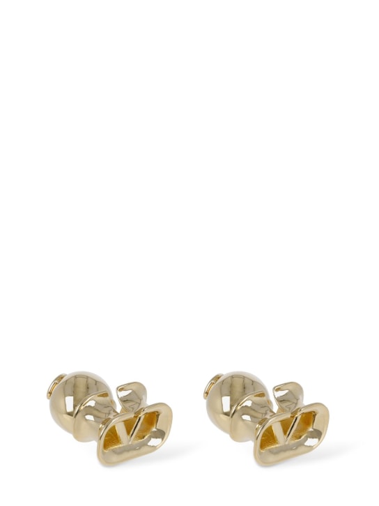 Valentino Garavani: V logo signature stud earrings - Gold - women_0 | Luisa Via Roma