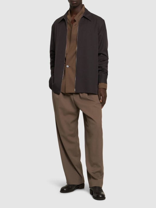 Jil Sander: Virgin wool zipped shirt - Dark Brown - men_1 | Luisa Via Roma