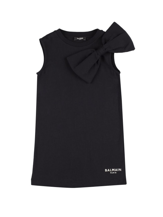 Balmain: Organic cotton jersey dress - Black - kids-girls_0 | Luisa Via Roma