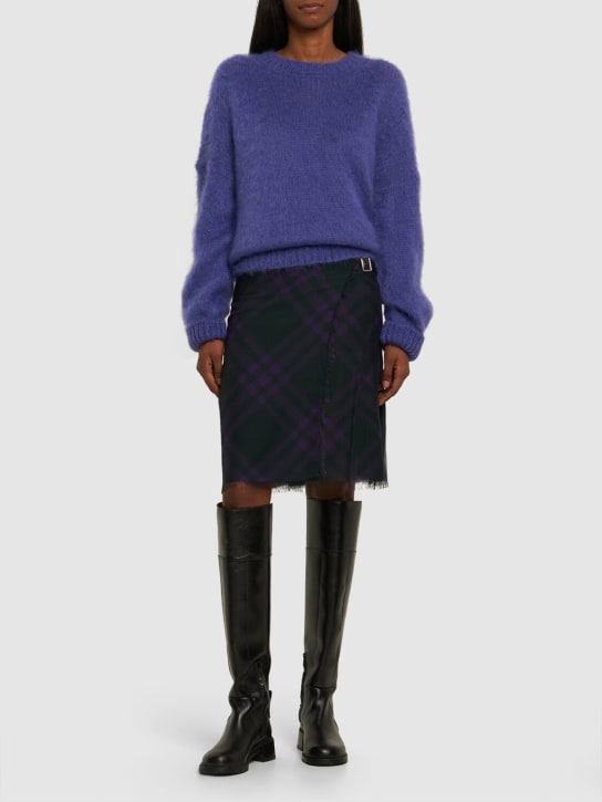 Burberry: Check pleated wrap midi skirt - Black/Purple - women_1 | Luisa Via Roma