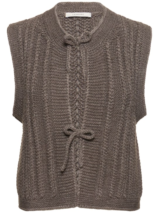 Lemaire: Textured stitch wool blend vest - Grey - women_0 | Luisa Via Roma