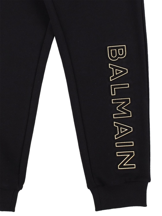 Balmain: Organic cotton sweatpants - Black - kids-boys_1 | Luisa Via Roma