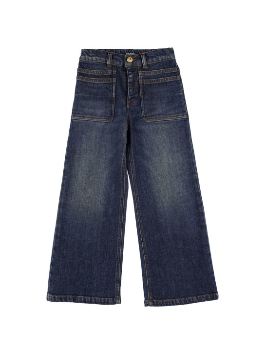 Balmain: Jeans in denim di cotone organico - Blu - kids-boys_0 | Luisa Via Roma