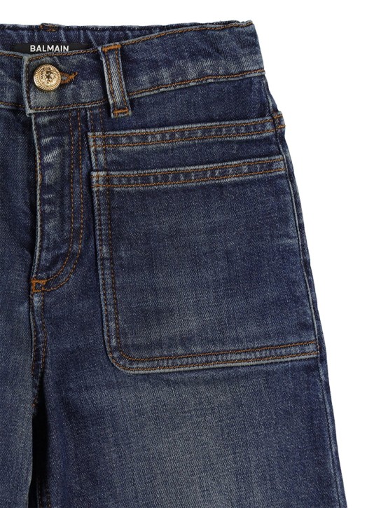 Balmain: Jeans in denim di cotone organico - Blu - kids-boys_1 | Luisa Via Roma