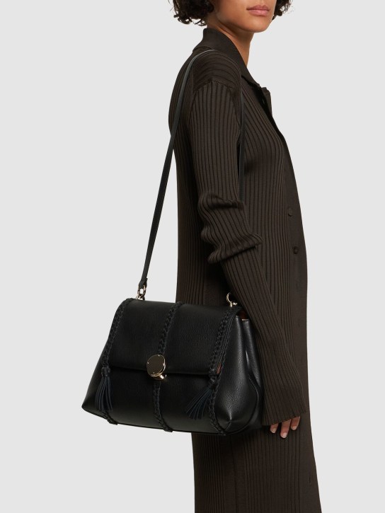 Chloé: Medium Penelope leather shoulder bag - Black - women_1 | Luisa Via Roma